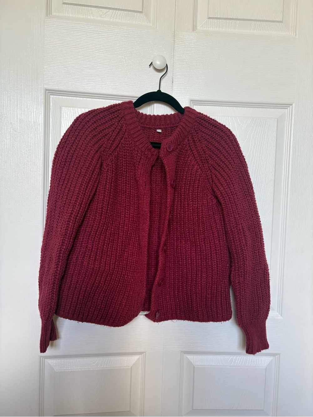 Chunky Knit Button-Front Sweater Cardigan - Berry